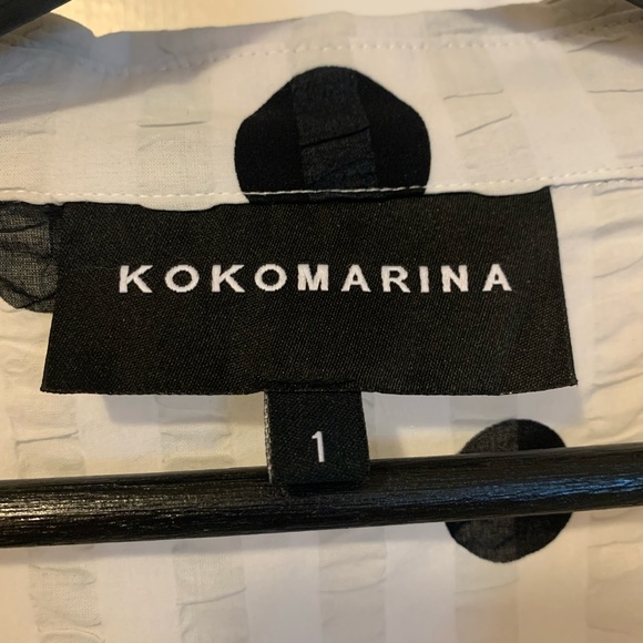 Kokamarina white blouse with black dots, 100% cotton, plus size - Picture 2 of 2